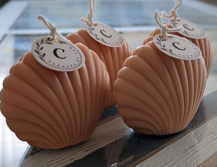 Pink seashell shaped candles